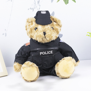 皮衣特警泰迪熊玩偶警察小熊公仔制服暴力熊毛绒玩具礼物布娃娃