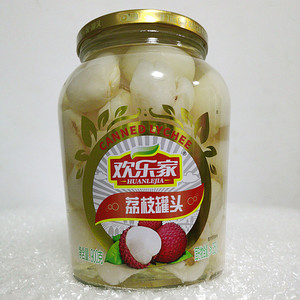 欢乐家荔枝罐头26.8/900克水果罐头糖水荔枝罐头奶茶烘焙2瓶包邮