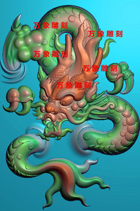 龙腾四海 爪龙精雕图jdp灰度图09887电脑玉雕龙牌 大头龙 龙 盘龙