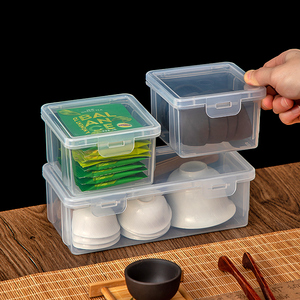茶包收纳盒茶具小茶杯咖啡糖包桌面杂物家用防尘带盖透明储物盒