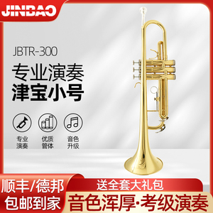 津宝小号JBTR-300乐器降B调儿童学生初学专业演奏考级漆金小号