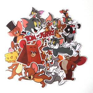 17张猫和老鼠贴纸 旅行箱滑板冰箱笔记本电脑涂鸦卡通pvc防水贴纸