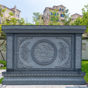 石雕浮雕影壁墙石屏风中式照壁别墅庭院背景小院迎门背景墙石壁画