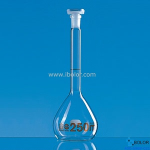 Brand普兰德 透明玻璃容量瓶, A级 Boro 3.3, PP瓶塞 棕色刻度