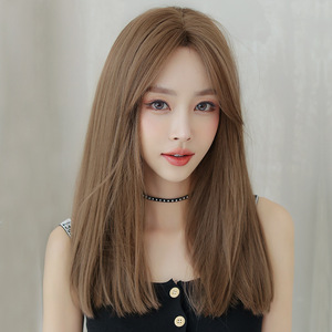 韩版时尚中分刘海自然蓬松假发女长发自然修颜锁骨直发假发全头套