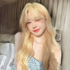 假发女长发rose同款金色卷发真自然时尚夏季浅色系中长款全头套