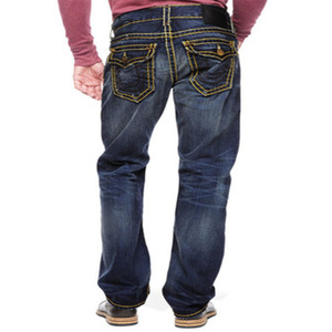 潮牌true真实信仰牛仔裤男款大佛 religion大码粗线直筒休闲裤