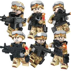 兼容乐高中国蓝盔维和特种兵武装反恐蛟龙突击队士兵人仔拼装玩具