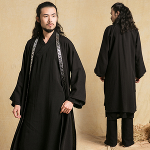 武农春季新款太极服 道士道袍披风复古民族风亚麻披挂中国风披风
