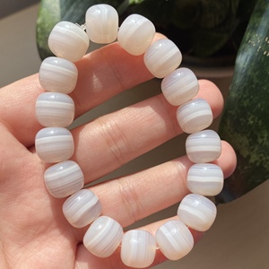 玛瑙手串一线药师手串天然巴西玛瑙老型珠手串白玛瑙蚕丝玛瑙手链