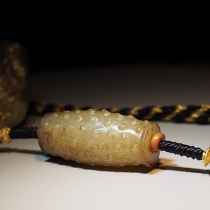 汉代和田玉谷纹勒子古玉老玉高级感锁骨链南红绿松石男女款项链