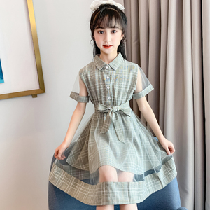 女童夏季裙子2022新款中大童亲子母女装收腰过膝时尚韩版连衣裙潮