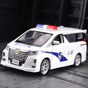 仿真丰田埃尔法警车模型mpv合金车模男孩特警玩具车金属模型摆件