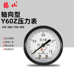 鹳山压力表Y60Z鹤山轴向空压机储气罐华科不锈钢耐震仪表0-1.6mpa