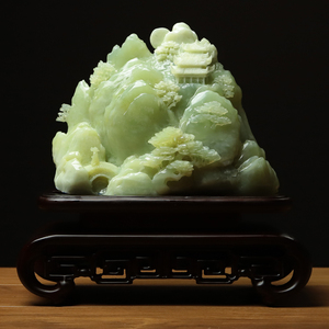 玉石雕刻山水摆件岫玉