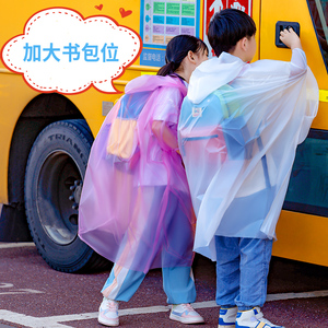 一次性雨衣儿童可背书包连体长款全身防暴雨加厚便携透明斗篷雨披