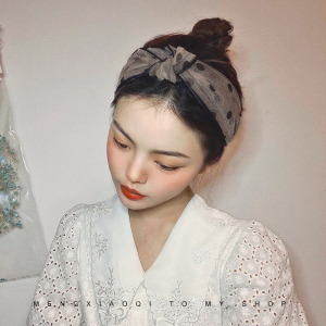 发带复古法式蕾丝网纱波点头箍宽边百搭外出发箍夏天网红甜美发卡