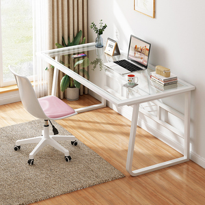书桌设计风电脑桌台式钢化玻璃办公桌简约学生家用写字工作台桌子