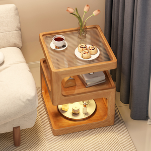 边几沙发边柜客厅实木小茶几简约创意小户型卧室家用床头柜置物架