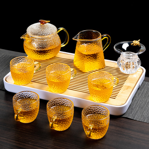玻璃茶具套装家用日式泡茶功夫茶杯简约耐高温煮茶壶家庭轻奢茶盘