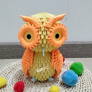 猫头鹰学生立体三角插折纸儿童手工创意手工折纸益智手工材料包di