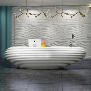 异形烤漆前台接待台艺术创意收银台弧形美容院吧台柜前台弧形定制