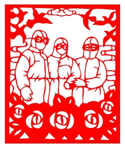 抗击疫情主题剪纸成品致敬我心中的英雄防疫刻纸儿童手工作品窗花