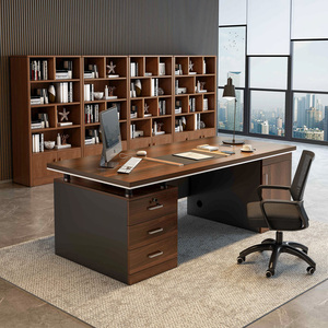 办公桌老板桌轻奢高级感大板桌办公室职员桌椅组合简约现代大班台