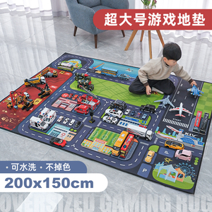 玩具车地毯儿童爬行地垫娃娃家用可折叠防滑软垫大尺寸停车场场景