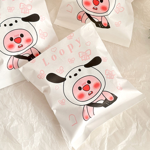 可爱小海狸loopy白色淋油膜牛皮纸袋小纸袋包装袋礼品袋分类收纳