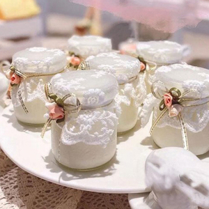白色蕾丝布布丁瓶封口布婚礼甜品台装扮装饰宝宝满月周岁烘焙酸奶