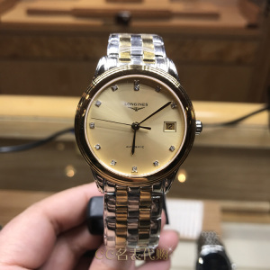 正品联保瑞士浪琴军旗镶钻间金机械男表l4.774.3.37.