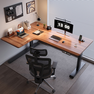 转角智能电动升降桌家用办公桌学习书桌L型工作台拐角升降电脑桌