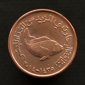 阿联酋硬币5费尔 年份随机 缩小版17mm (f.a.o粮农币) 全新真币