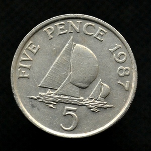 帆船 格恩西 根西岛硬币 5便士 年份版本随机 女王18mm 欧洲旧币