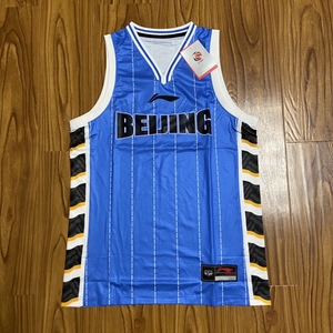 李宁赞助cba中国篮球联赛北京首钢男篮俱乐部球迷版比赛球衣背心
