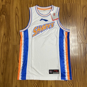 李宁赞助cba中国篮球联赛上海东方大鲨鱼男篮球迷版比赛球衣背心