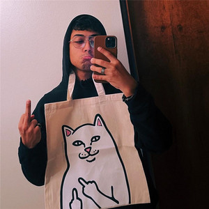 现货 潮玩艺 ripndip  lord nermal tote bag 中指猫托特包