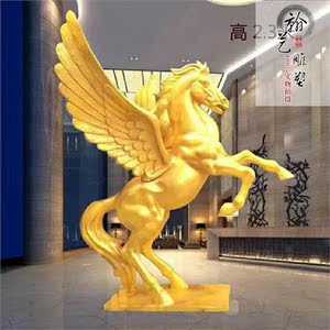 马 玻璃钢飞马雕塑动物雕塑天马独角兽雕塑拍照婚庆会场道具雕塑