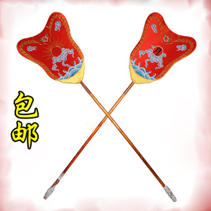 戏剧戏曲道具 皇帝驾临仪仗 日月掌扇 绣龙绣凤扇 戏剧龙凤扇一对