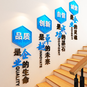 办公室楼梯走廊装饰布置公司企业文化背景墙面上激励志标语墙贴画