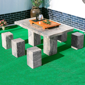 庭院石桌石凳户外石头茶几现代大理石长方桌休闲石雕花岗岩象棋桌