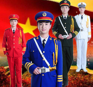 男女三军仪仗队军绿军装套装舞台礼仪演出服鼓乐手制服歌唱礼服
