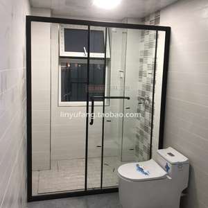 定做一字形浴室隔断玻璃推拉门卫生间趟门洗澡间干湿分区浴屏隔断