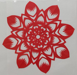 双面红纯手工团花剪纸儿童幼儿园小学生作业布置教室直径22厘米
