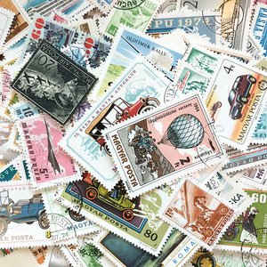 交通系列邮票外国带邮戳销票火车飞机汽车轮船50枚保真收藏手账