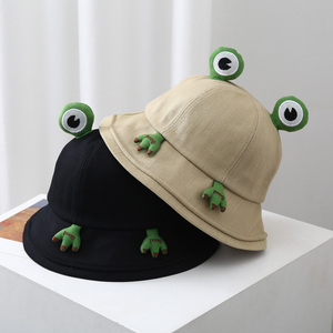 青蛙帽子个性时尚渔夫帽绿色恶搞帽大头围盆帽女春夏新款防晒帽潮