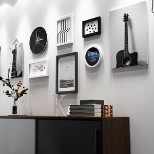 照片墙相框创意组合简客厅挂绳无框画音乐教室琴行公司文化相片墙