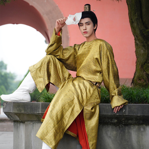 望空山唐制缺胯双层挂里大放量圆领袍宋锦缎男女款非古装