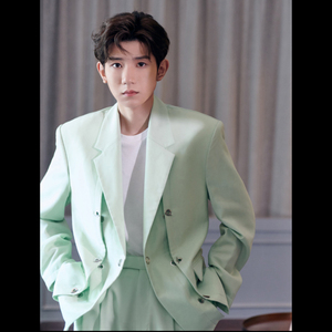 王源同款衣服西装外套春季新款潮流西服两件套男女学生款明星定制